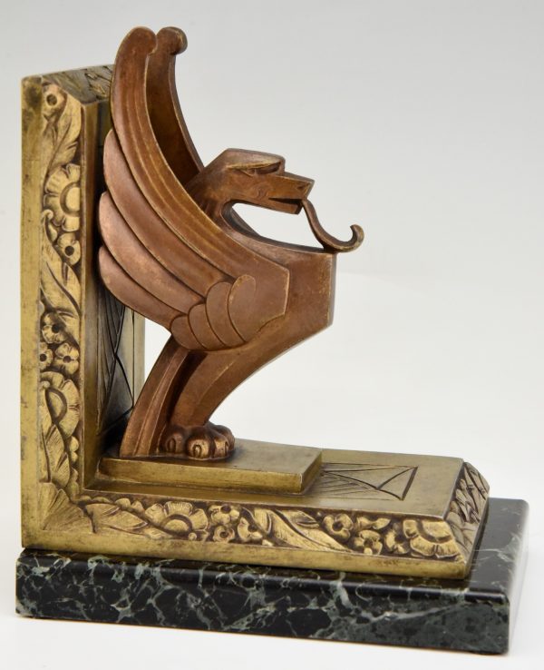 Art Deco bookends with griffins