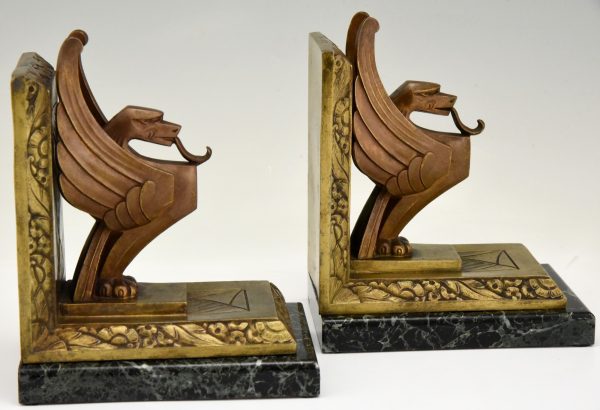 Art Deco serre livres aux griffons