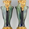 Art Nouveau vases en céramique et bronze doré