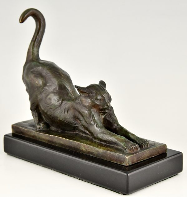 Serre livres Art Deco en bronze chats