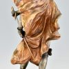 Art Nouveau bronze sculpture of a knight in armor H. 27 Inch.