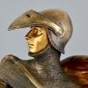 Art Nouveau bronze sculpture of a knight in armor H. 27 Inch.