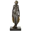 Art Deco bronze sculpture nude with drape