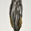 Art Deco bronzen sculptuur naakte vrouw met sluier