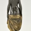 Art Deco bronzen sculptuur naakte vrouw met sluier