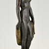 Art Deco bronze sculpture nude with drape