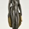 Art Deco bronzen sculptuur naakte vrouw met sluier