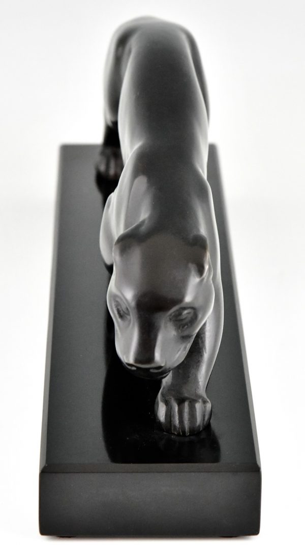 Art Deco bronze sculpture of a panther