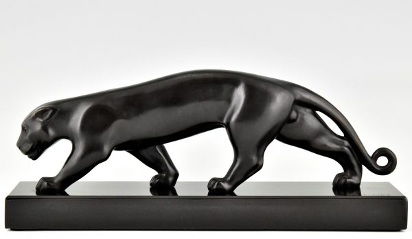 Art Deco bronze sculpture of a panther