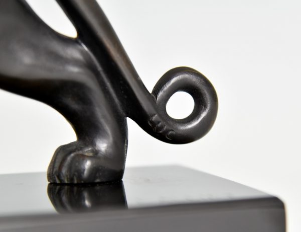 Art Deco bronze sculpture of a panther