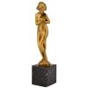 Art Nouveau sculpture en bronze femme nue avec fleur