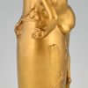Art Nouveau gilt bronze vase with nude and leaves