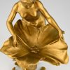 Art Nouveau sculptural tray nude mermaid with flower