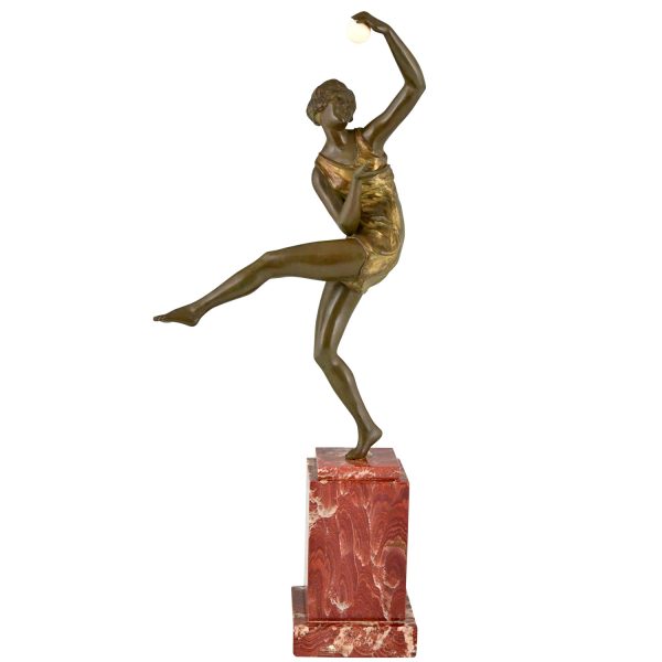 Art Deco Bronze Skulptur Tänzerin mit Ball