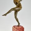 Art Deco bronzen sculptuur danseres met bal