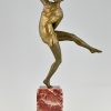 Art Deco bronzen sculptuur danseres met bal