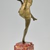 Art Deco bronzen sculptuur danseres met bal