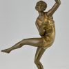 Art Deco bronzen sculptuur danseres met bal