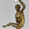 Art Deco bronzen sculptuur danseres met bal