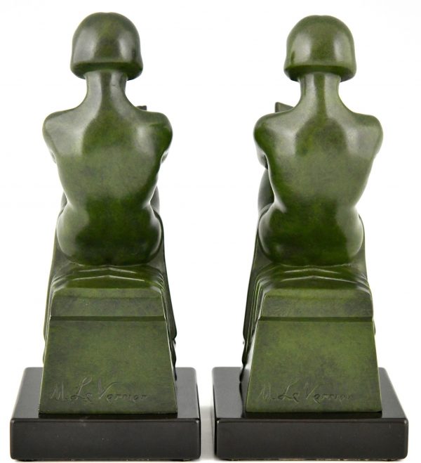 Art Deco bookends with reading nudes