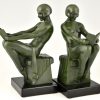 Art Deco bookends with reading nudes