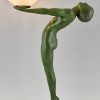 Art Deco lamp naakte vrouw met bal Clarté 1930