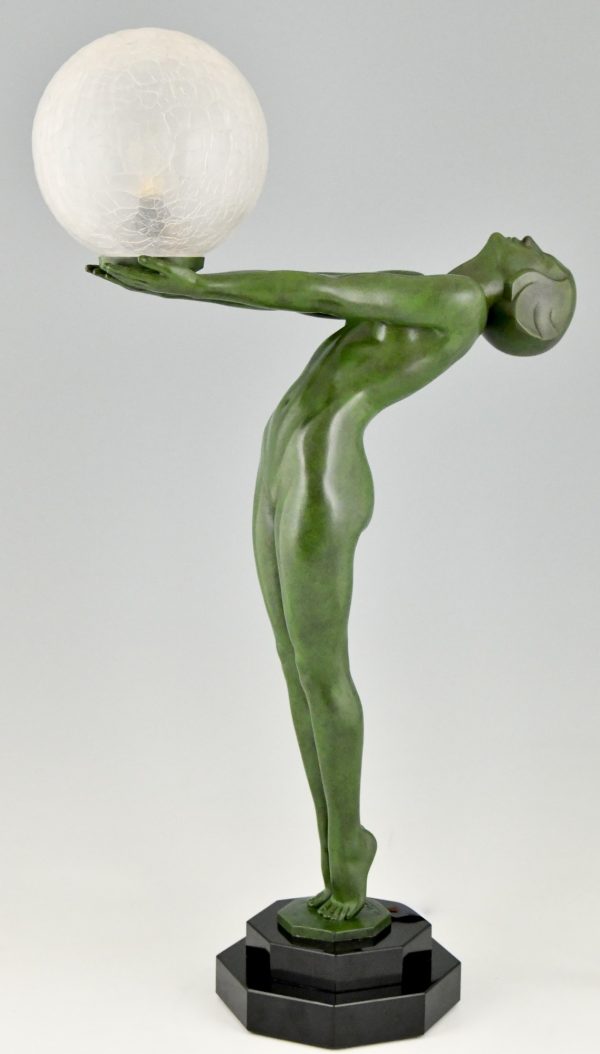 Art Deco lamp standing nude with globe Clarté original 1930