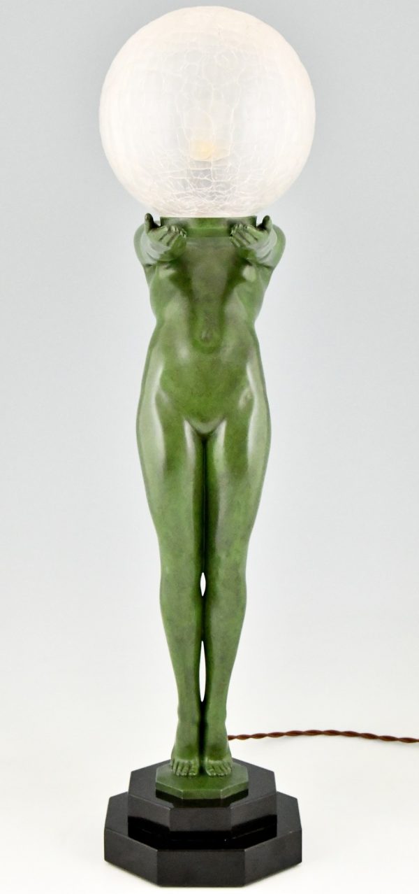 Art Deco lamp standing nude with globe Clarté original 1930