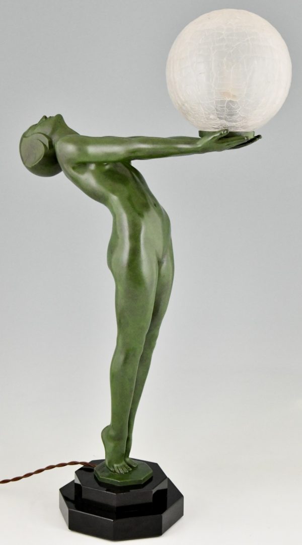 Art Deco lamp standing nude with globe Clarté original 1930