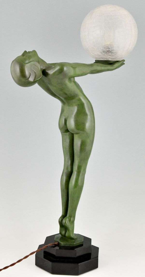 Art Deco lamp standing nude with globe Clarté original 1930