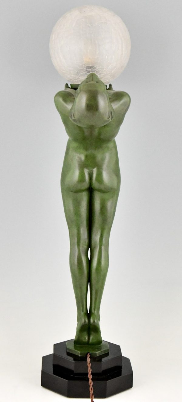 Art Deco lamp standing nude with globe Clarté original 1930