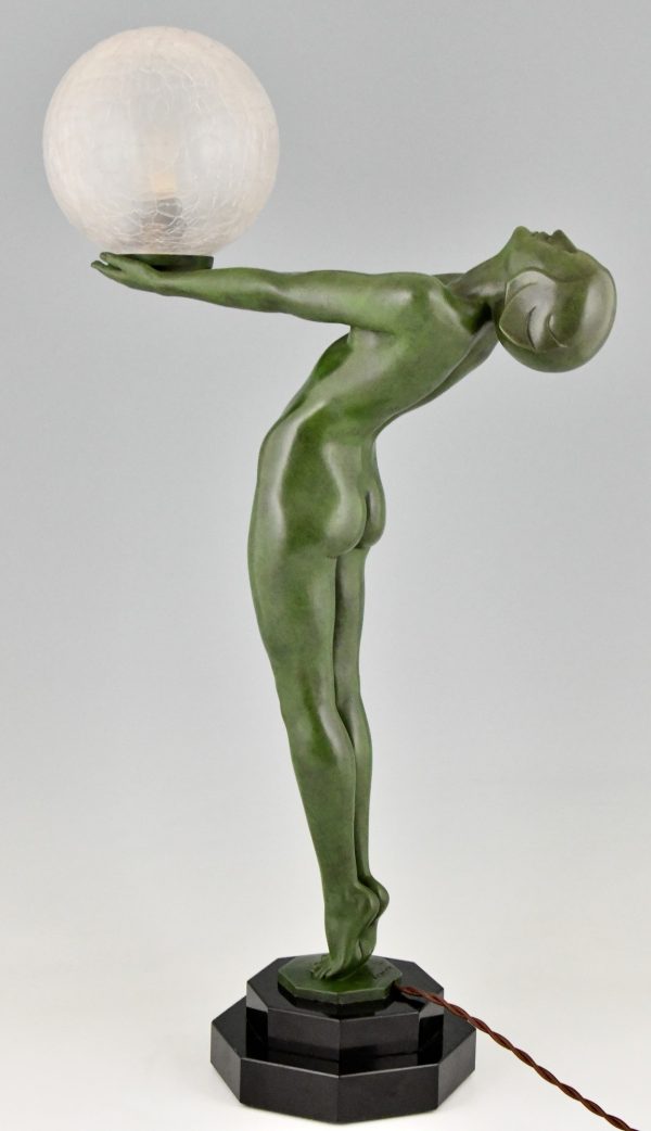 Art Deco lamp standing nude with globe Clarté original 1930