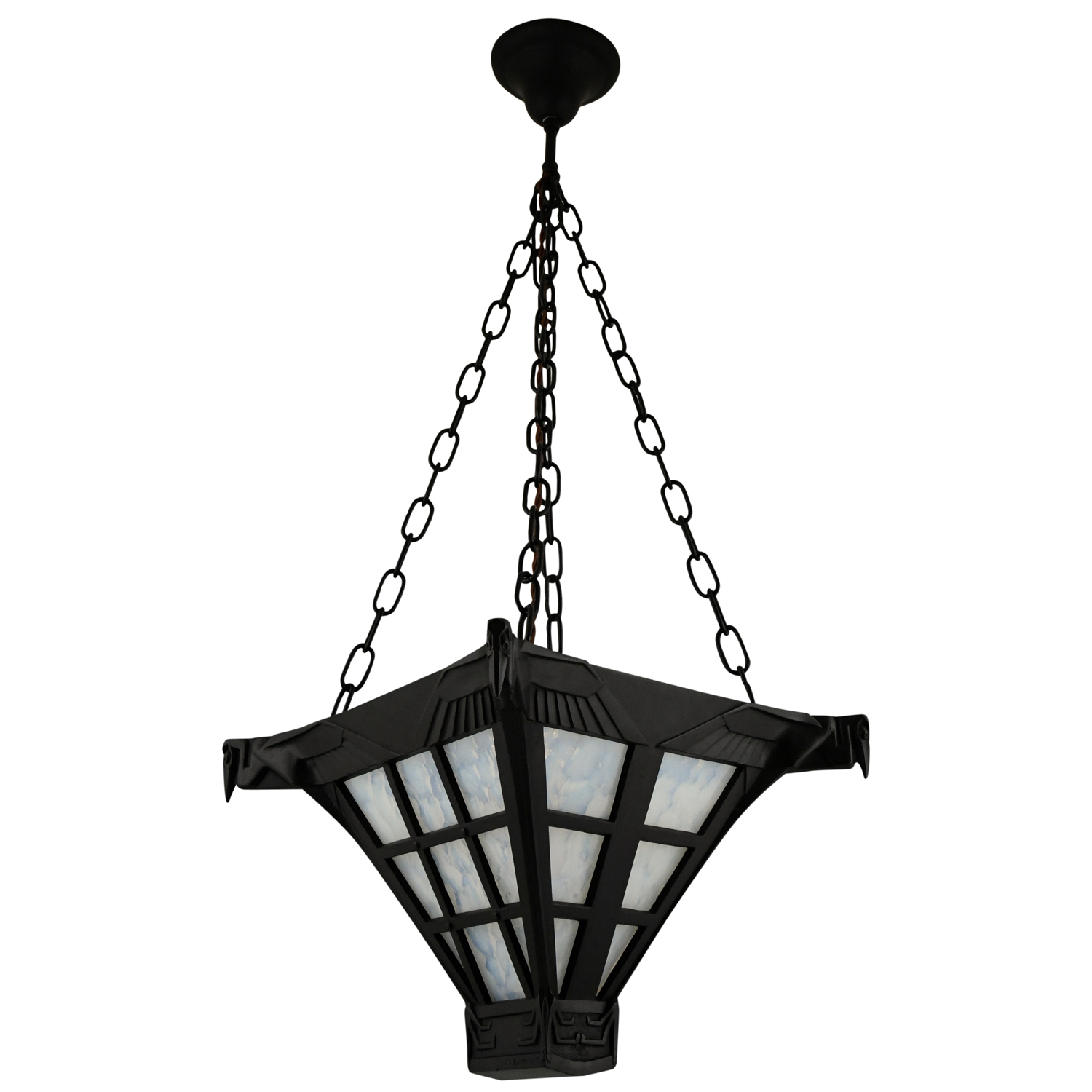 Art Deco hanglamp met pelikanen