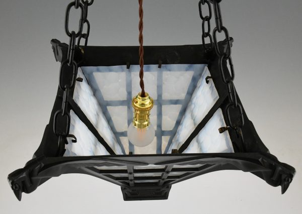 Art Deco hanglamp met pelikanen