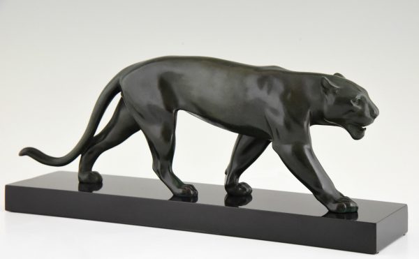 Art Deco sculpture of a walking panther