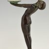 Art Deco style lamp nude with globe LUEUR LUMINEUSE 38 cm.