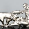 Art Deco bronzen sculptuur vrouw met panters