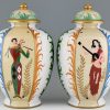 Porcelain vases with musicians and playing cards