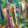 Schilderij in Art Deco stijl vrouwen in een bos