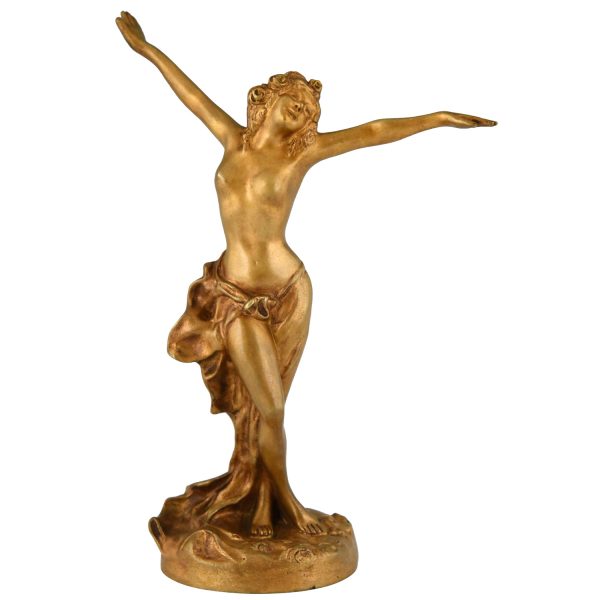 Art Nouveau sculpture en bronze doré danseuse