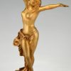 Art Nouveau verguld bronzen sculptuur dansend naakt