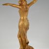 Art Nouveau sculpture en bronze doré danseuse