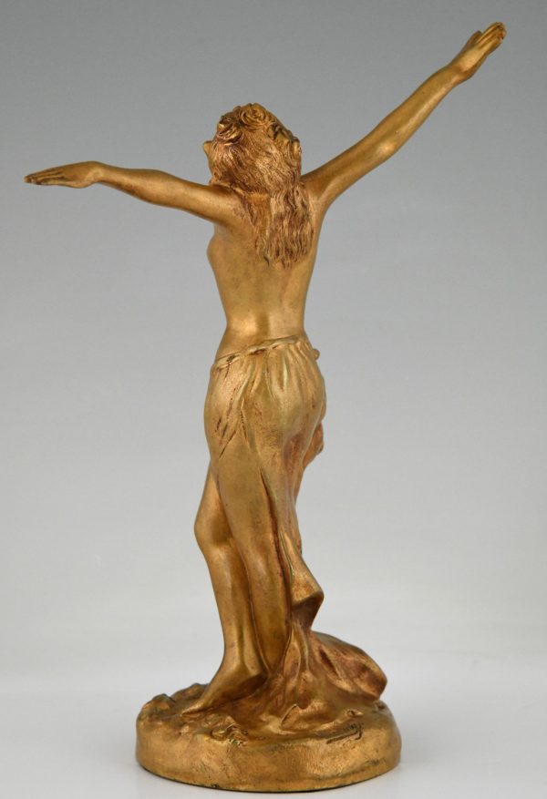 Jugendstil Bronze Skulptur vergoldet Skulptur Tänzerin