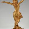 Art Nouveau verguld bronzen sculptuur dansend naakt