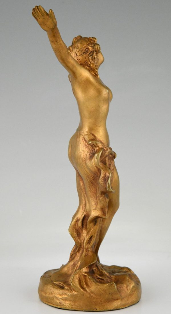 Art Nouveau gilt bronze sculpture of a nude