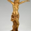 Art Nouveau sculpture en bronze doré danseuse