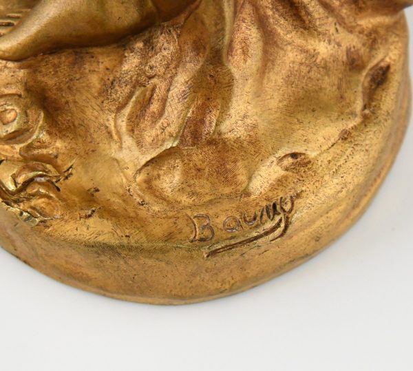 Art Nouveau gilt bronze sculpture of a nude