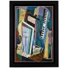 Painting cubist composition Modigliani face and instruments