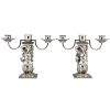 Pair Art Deco silvered bronze candelabra with mermaids