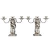 Pair Art Deco silvered bronze candelabra with mermaids